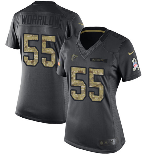 Women's Limited Paul Worrilow Nike Jersey Black - #55 2016 Salute to Service NFL Atlanta Falcons